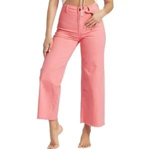 Billabong Free Fall High Waist Wide Leg Cropped Pants Flamingo Pink Size 25